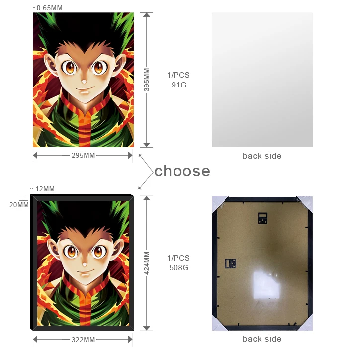 Newest Arrival Wholesale and custom 3D 30*40cm Hunter X Hunter Seriecs 3D Lenticular Flip Anime Poster for Advertising Gift