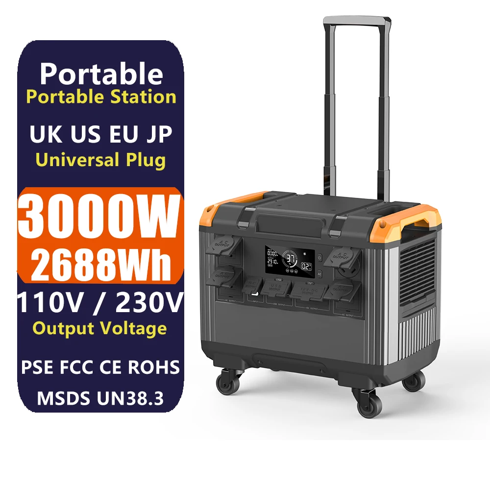 3000W Solar Generator Portable Power Bank Station With Stackable *6 Extra LiFePO4 Battery
