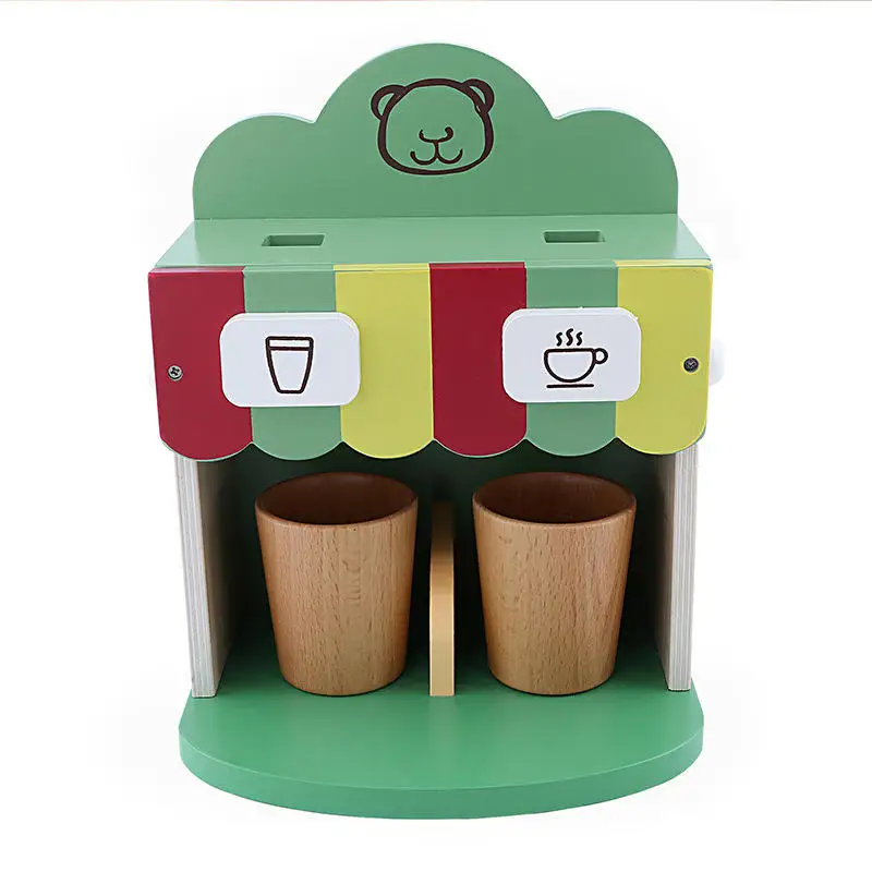 Baby Early Learning Educational Toys Wooden Kitchen Pretend Play Toy with Simulation Coffee Machine Toaster Machine Food Mixer