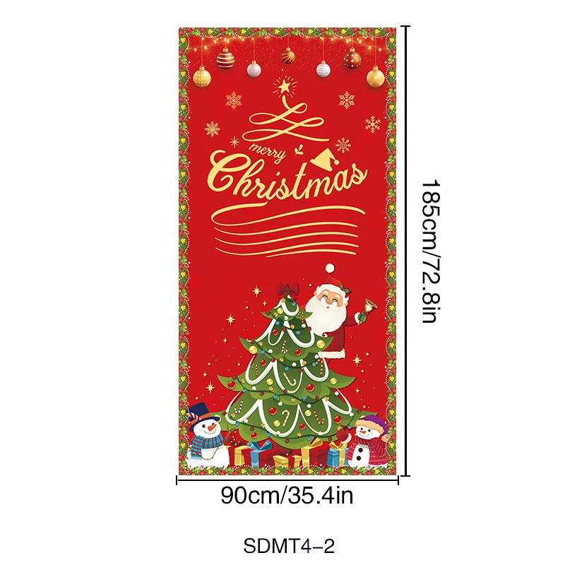 2024 Christmas Door Cover Decoration Christmas Santa Claus Door Cover Xmas Hanging Background Banner For Home Front Door Holiday