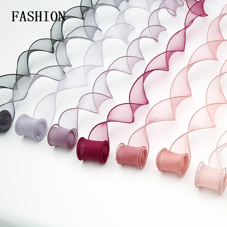 
Yiwu factory wholesale Korean style 4cm*10Y flower bouquet packaging soft Muslin Organza ribbons 