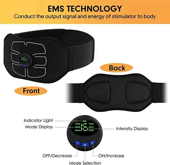 Self Adhesive Waist Massager Micro Current Vibration Device EMS TENS Abdominal Muscle Stimulator For Men And Women