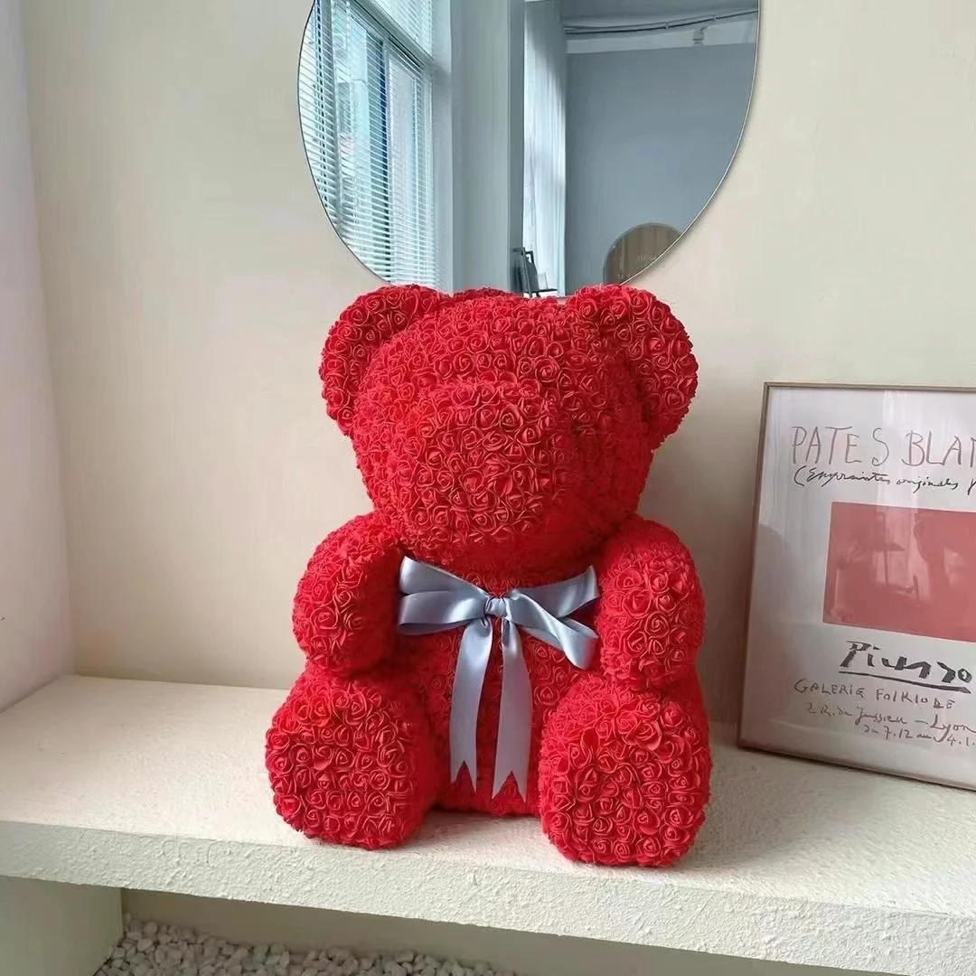 Hot Sale Rose Unicorn Gifts Box for Girlfriend Valentines Day Gift  60cm Big PE  Rose Flower Teddy Bear Valentines Day