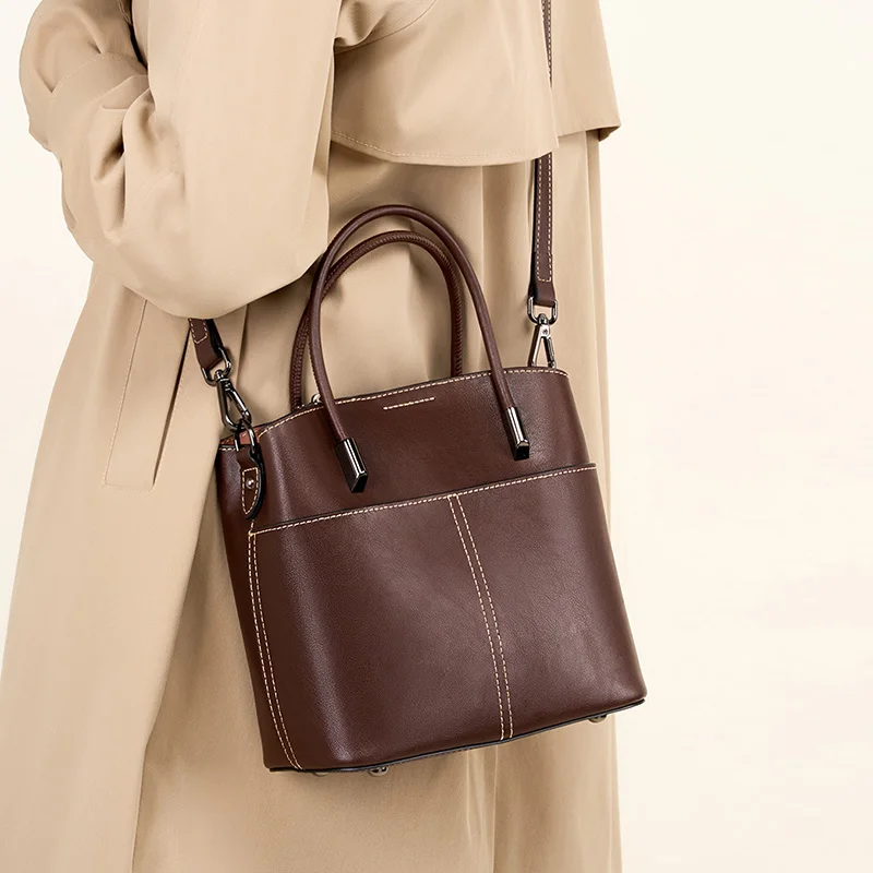 luxury brand ladies purse leather bag cowhide high quality real leather handbags for women