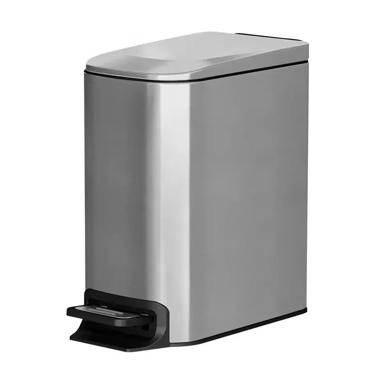 BX customize color 6L rectangular dustbin stainless steel pedal bin trash can waste bin dust bin for bathroom