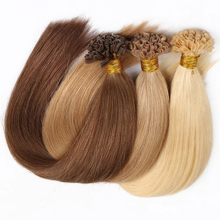 100% Human Hair Keratin Pre-Tipped U-tip russian hair extensions