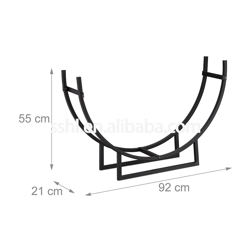 Fireplace Durable Steel Log Holder Heavy-duty Firewood Rack Curved Log Rack