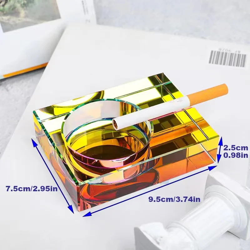 Personality Custom Logo High Quality K9 Crystal Ashtray, Creative Advertising Promotional Glass Cigar Ashtray For Home Office