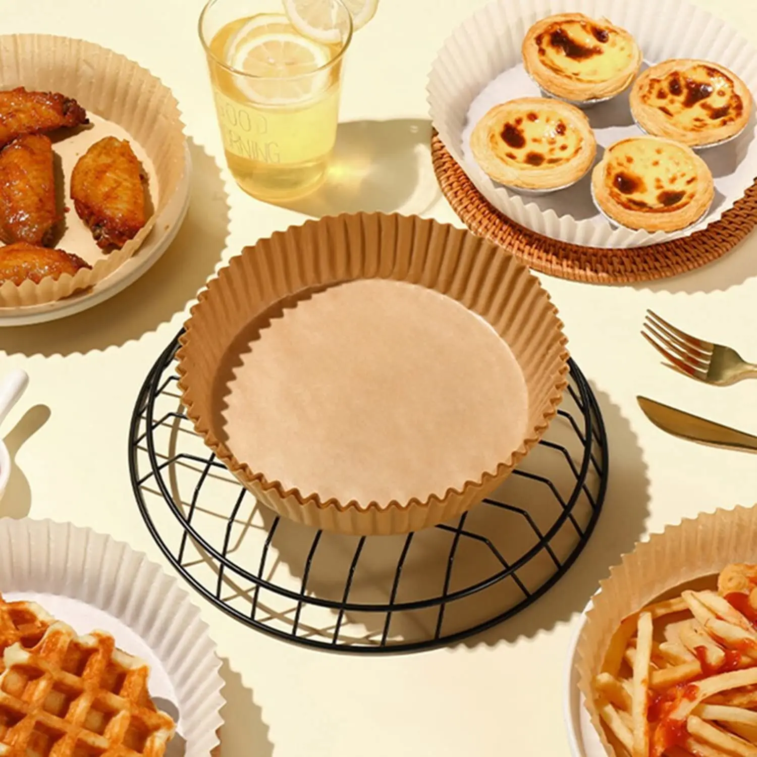 Air Fryer Disposable Paper Liner Parchment Paper Sheets Round Non-Stick Prime Oil-proof Parchment Cooking Paper