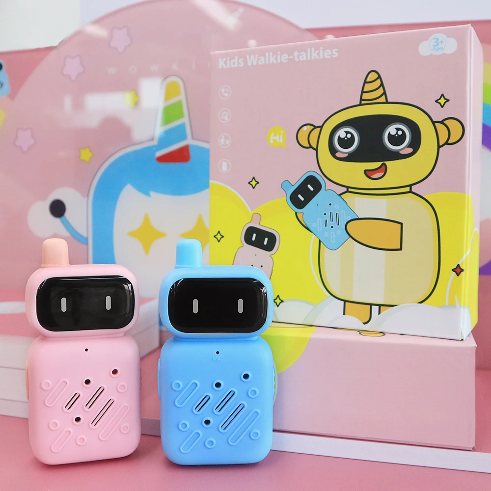 new robot interphone for kid antenna walkie talkie set of 2 walkie talkie toys pink/blue/multicolour