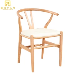 wholesale restaurant furniture solid wood dining chair with armrest wooden wishbone chair
