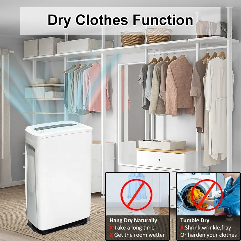Home 12L Portable Quiet Air Humidity Dryer Dehumidifier R290 Low Noise LED Display Small Air Dehumidifier