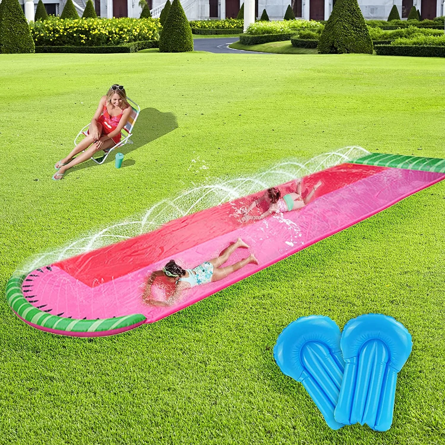 Wholesale custom backyard splash pool inflatable water slide and slip for kids
