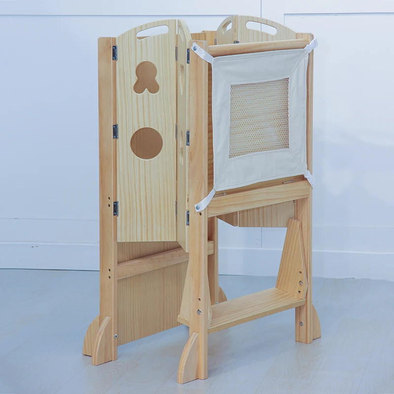 3 in 1 Montessori Foldable Kitchen Step Stool Toddler Wood Learning Tower