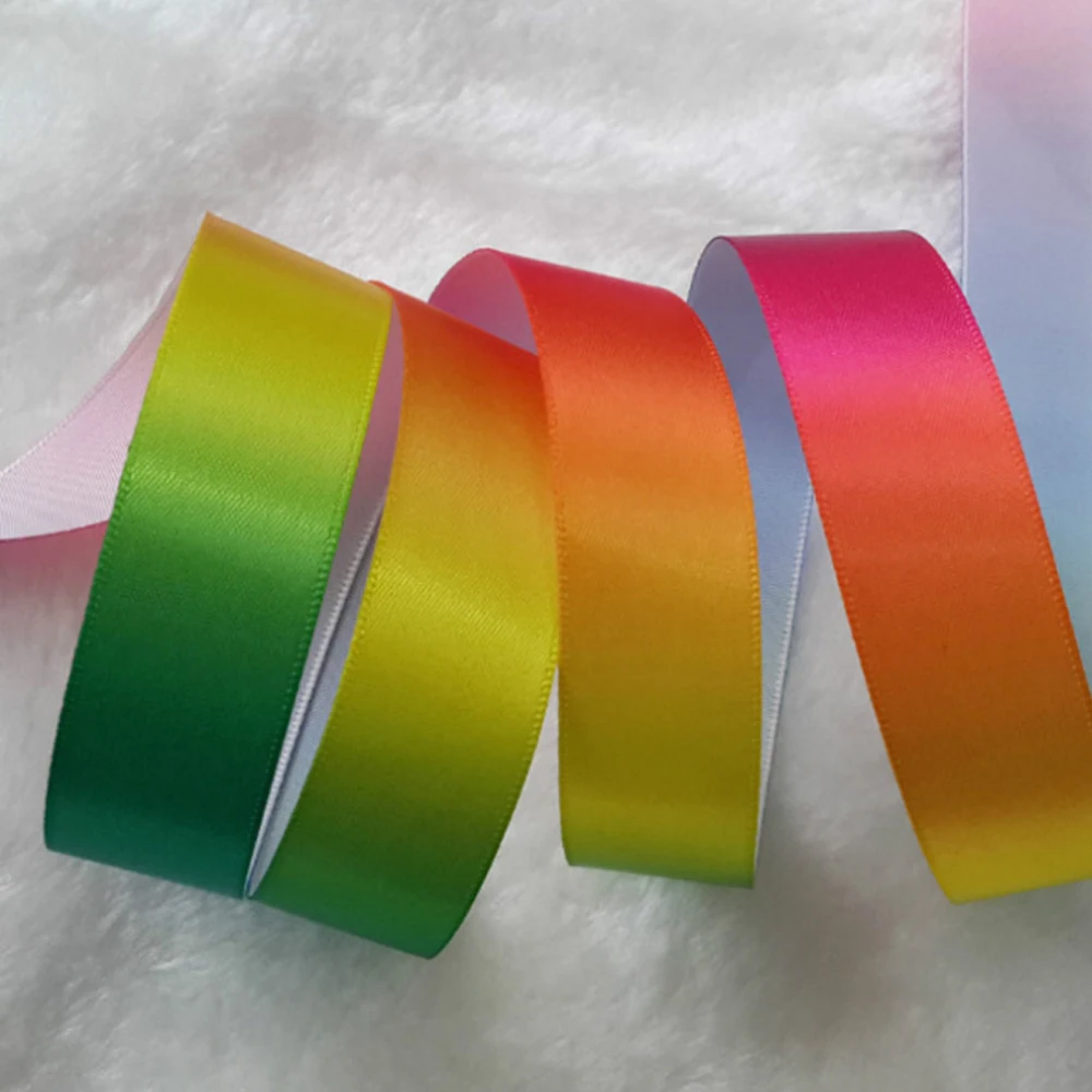 Satin Ribbon Rainbow Double Face RIBBONS 100% Polyester Pure Silk Satin Ribbon Customized Color Decoration 1000 Yards 6MM Width