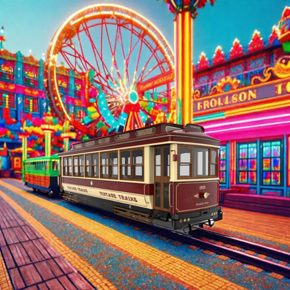 Electric Trackless Train for Children Metal and Fiberglass Amusement Park Toy Outdoor Use