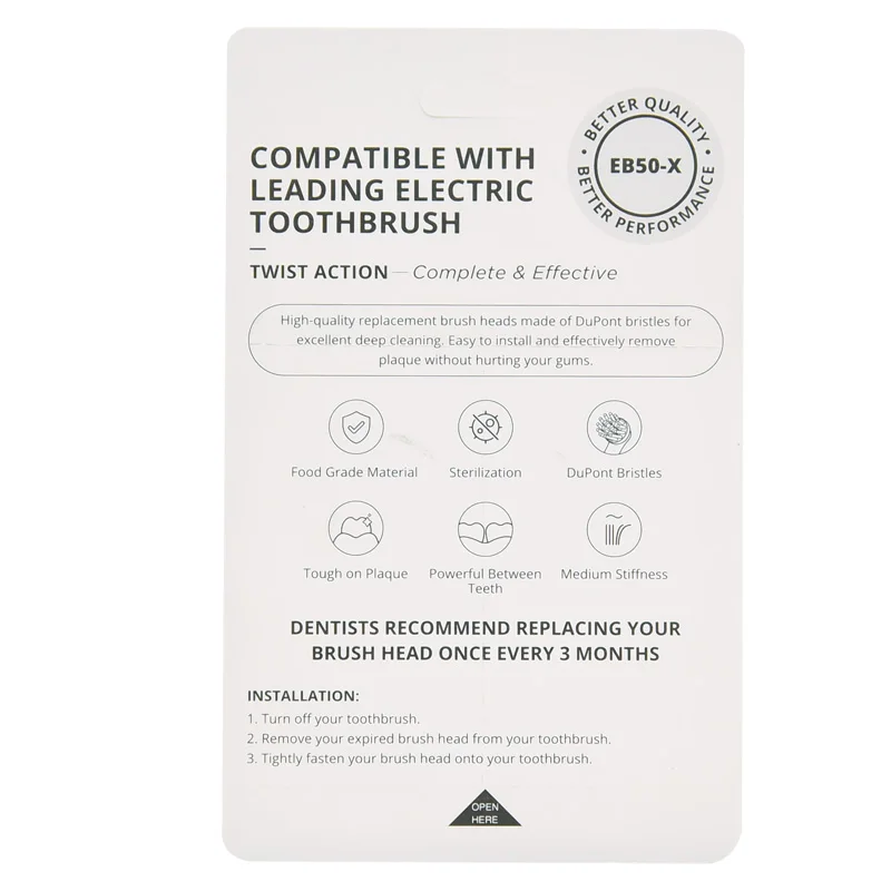 Factory Sale replacement rotary electric toothbrush head round EB50-X