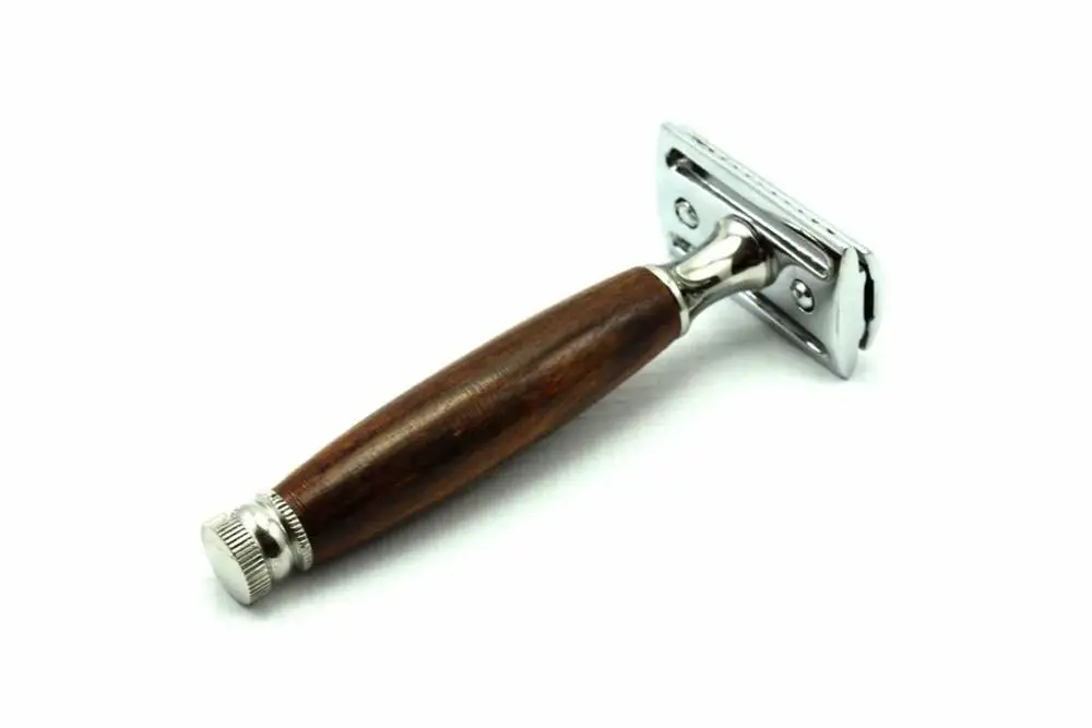 Beauty Tools Long Handled Double Edge Safety Razor, Men Safety Razor Double Edge Chocolate Wood Handle Stainless Steel CE