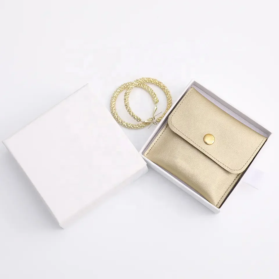 Custom MOQ 50PCS PU Jewelry Pouch Bag With Button Wholesale Jewelry Packaging Bags Jewelry Leather Pouches