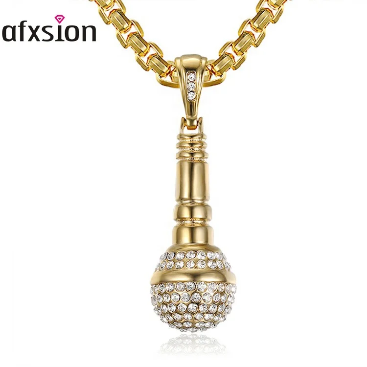 AFXSION high quality three-dimensional microphonesports  stainless steel charms pendant necklace