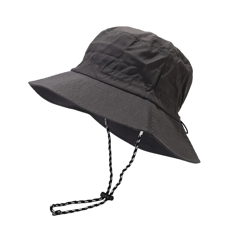 Khaki wide brim fisherman hat with string