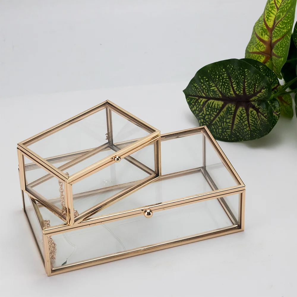 Свадебный подарок, декоративная стеклянная коробка для ювелирных украшений с зеркальным узором