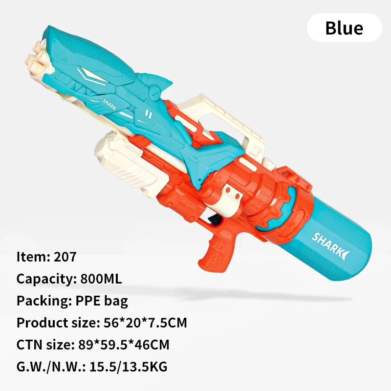 Plastic Pump Water Summer Shooter Spray Toys Gun High Pressure Water Blaster Gun Long Shooting Range Child Toy Shark Water Guns