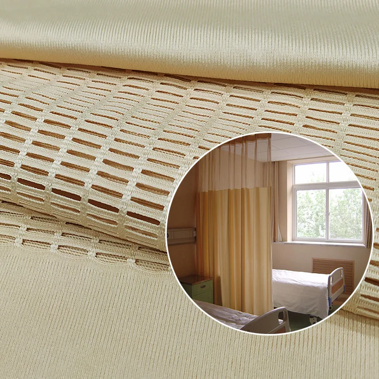 Flame Retardant Antibacterial Beauty Salon Curtain Wholesale Polyester With Nets Knitted Medical Partition Hospital Curtain