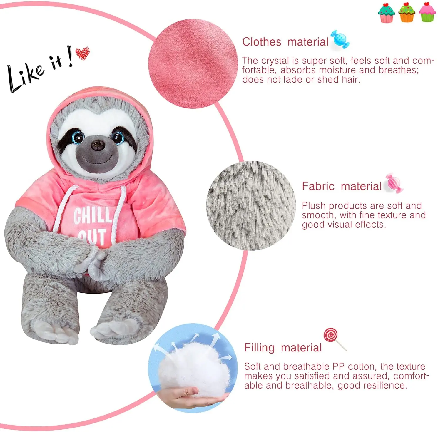 factory Free Sample wholesale New Design soft lovely bedtime toys sloth stuffed animal plush toys