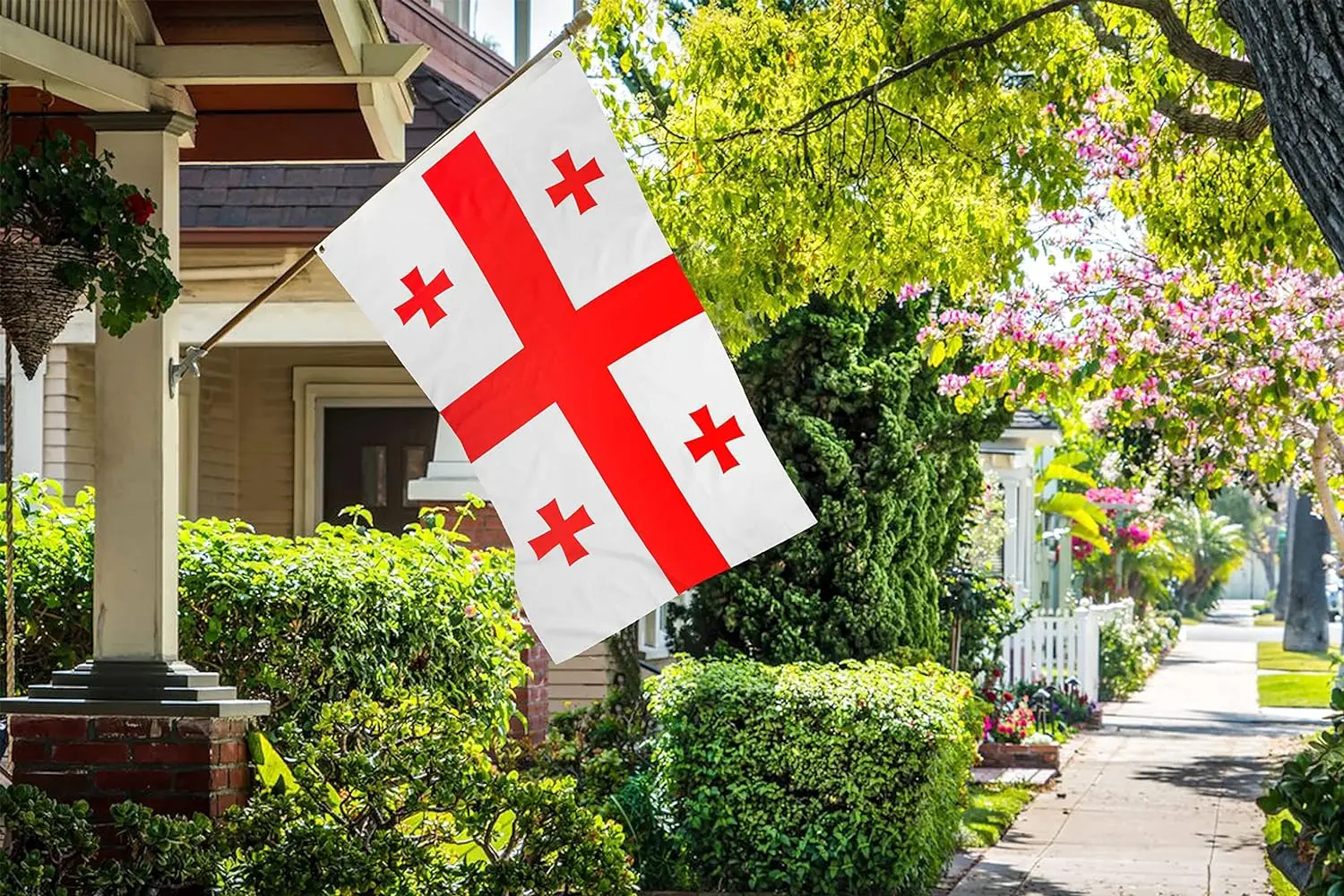 Wholesale Custom Country 3*5ft Georgia Flag Red Flag With White Cross Flag Georgia