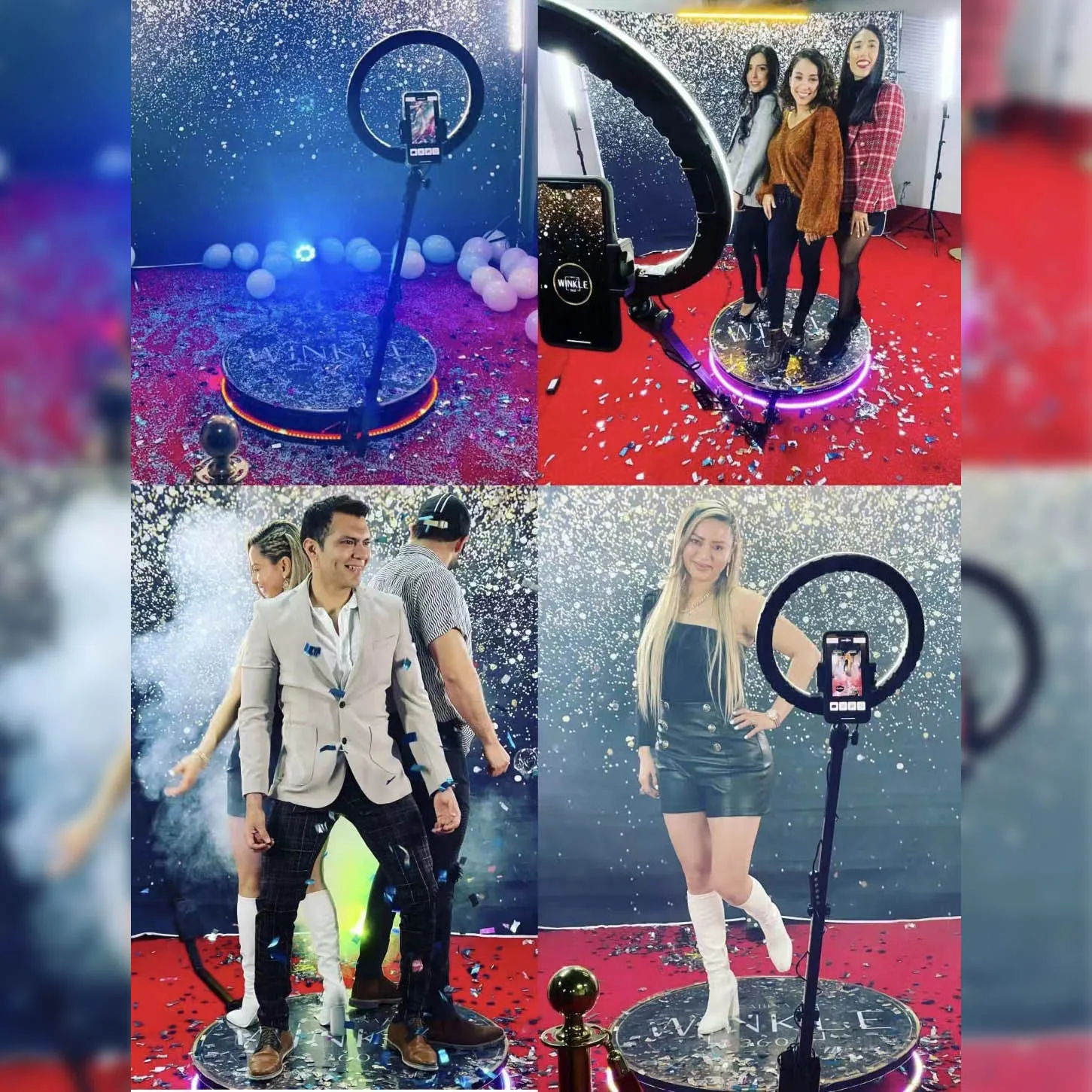 Automatic Spinning Round 360 Degree Party Video Camera Photo Booth Magnetic Logo 27-45 Inch Platform 360 Infinity Photo Booth