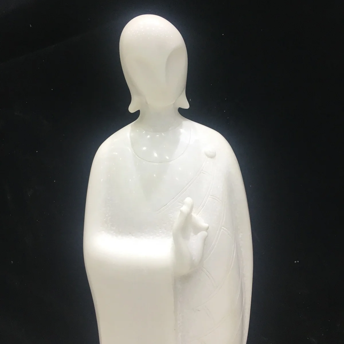 Low price sales High end Hand carved pure white marble indoor decorative peaceful Buddha abstract statue