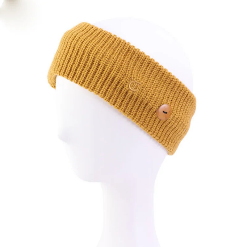 
New Style Knitted Woolen Headbands Bandana Women Sweatband Athletic Sport Hairband With Button Fixed Buckle Turban 
