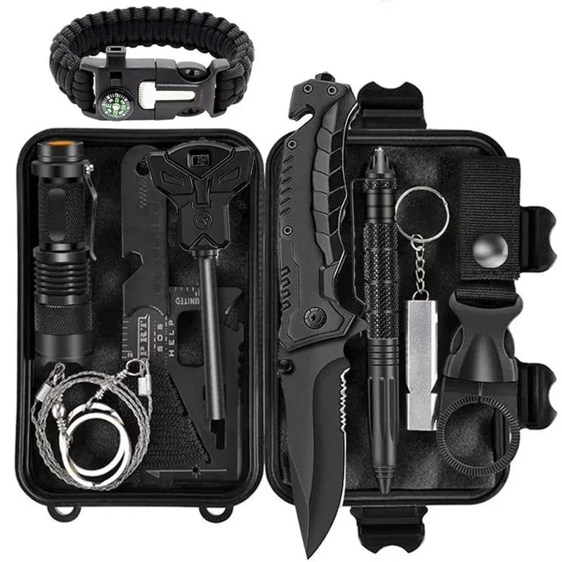 10 in1 Multifunction Outdoor Adventure Survival Kit SOS Emergency First Aid Kit Survival Tool Traveling Camping Hiking Hunting T