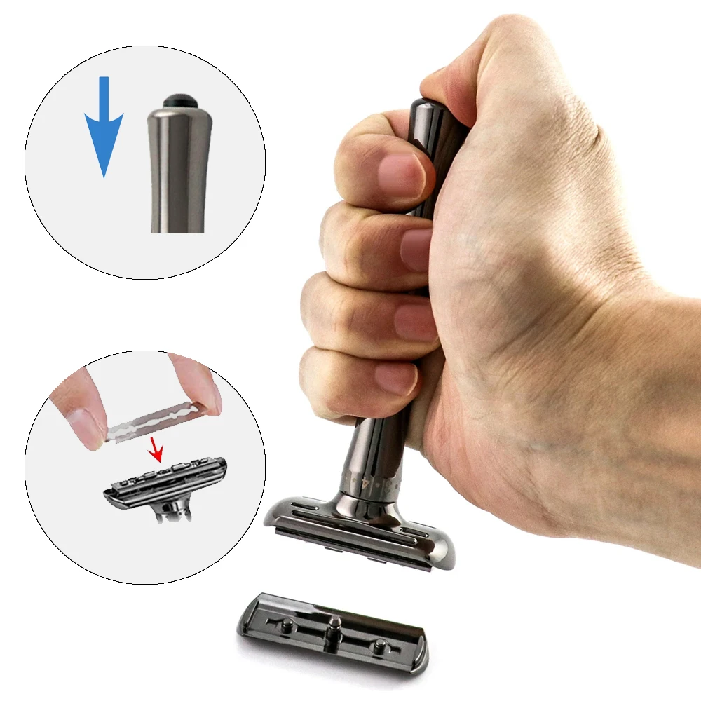 Spolo Double Edge Safety Razor Adjustable Sharpness Shaver With Stainless Steel Blades Twin Blade Shaving Razor For Man