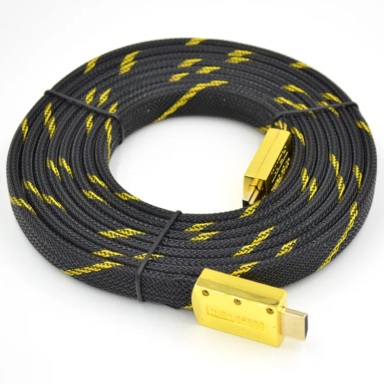 Premium zinc alloy metal shell thin cable 2m5m10m15m 3D 1080P 2160P 4K Flat HDMI cable 2.0v