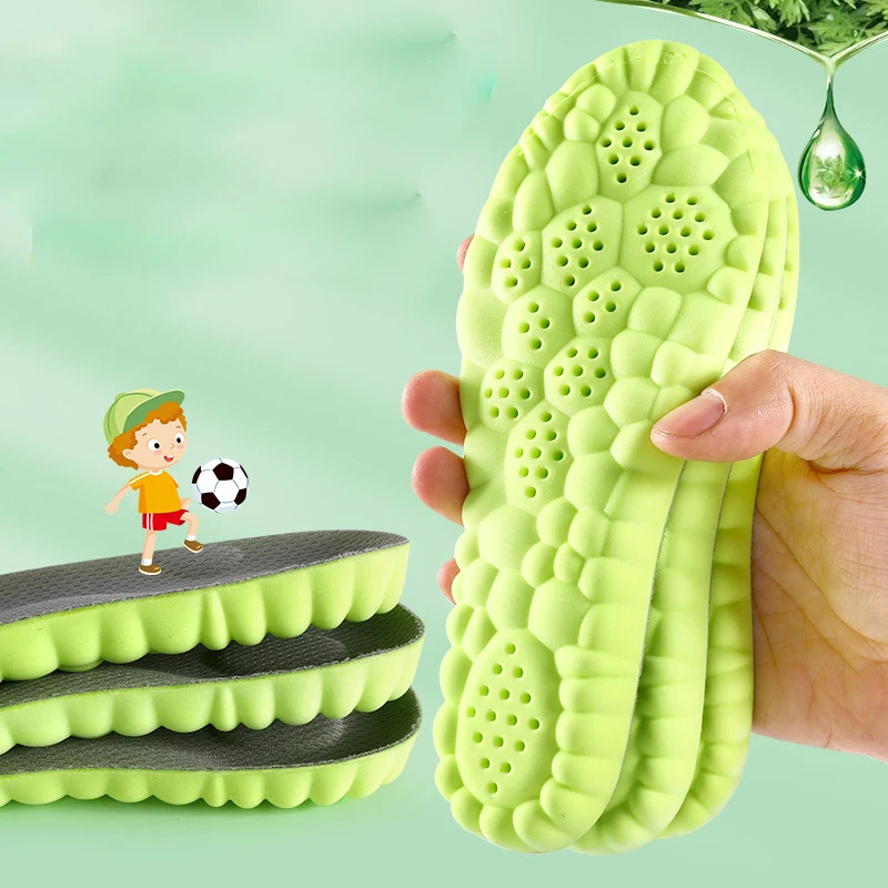 Aicao Deodorizing Elastic PU Kids Comfortable Shoes Insole Breathable Sweat-Absorbing Highly Elastic 4D Cloud Sports Insole