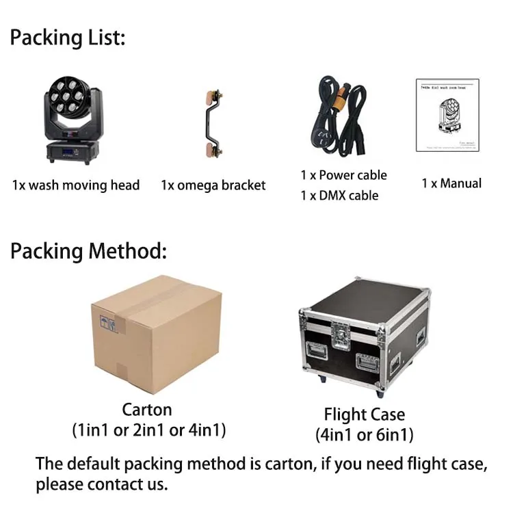 Professional Show Lighting RGBW 7x40w Wash Mini Bee LED Moving Head DMX Stage Light Pixel Wash Beam Lights for Night Club