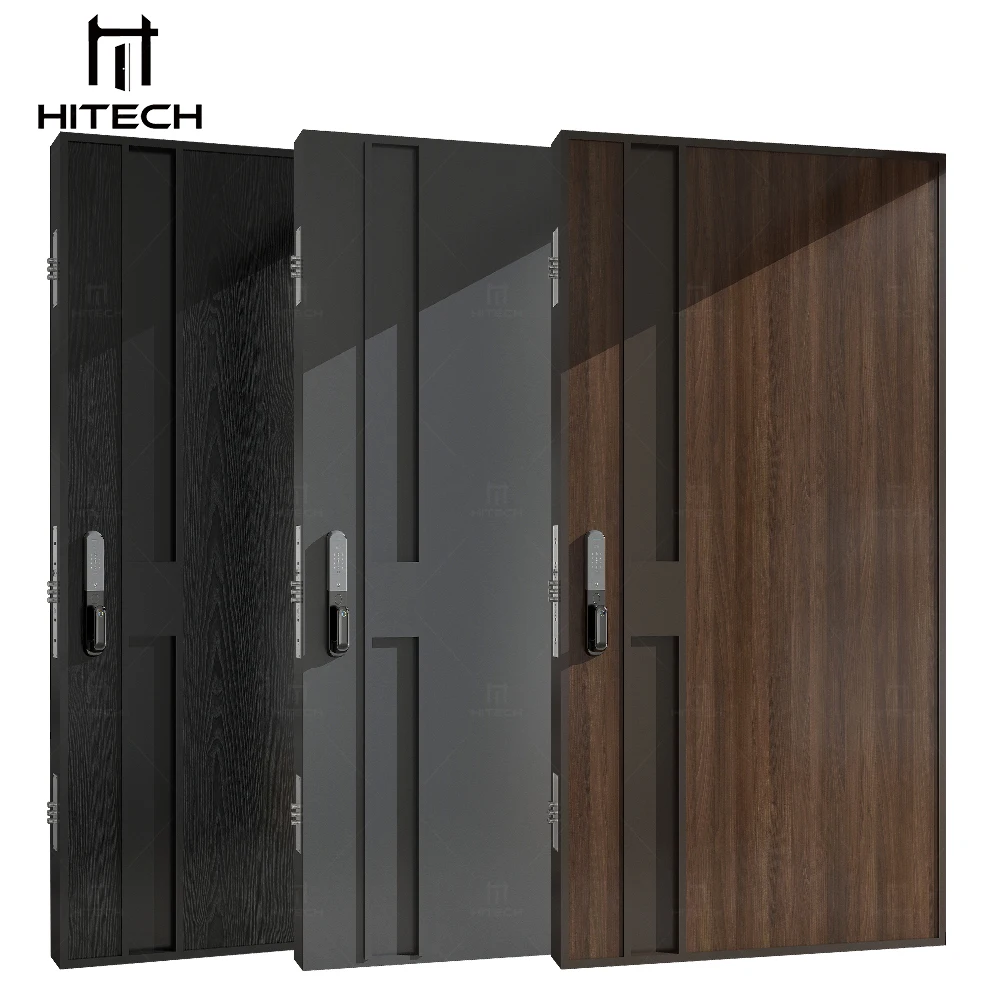 Hitech luxury villa entry pivot steel wooden door minimalist exterior hotel doors plywood door designs