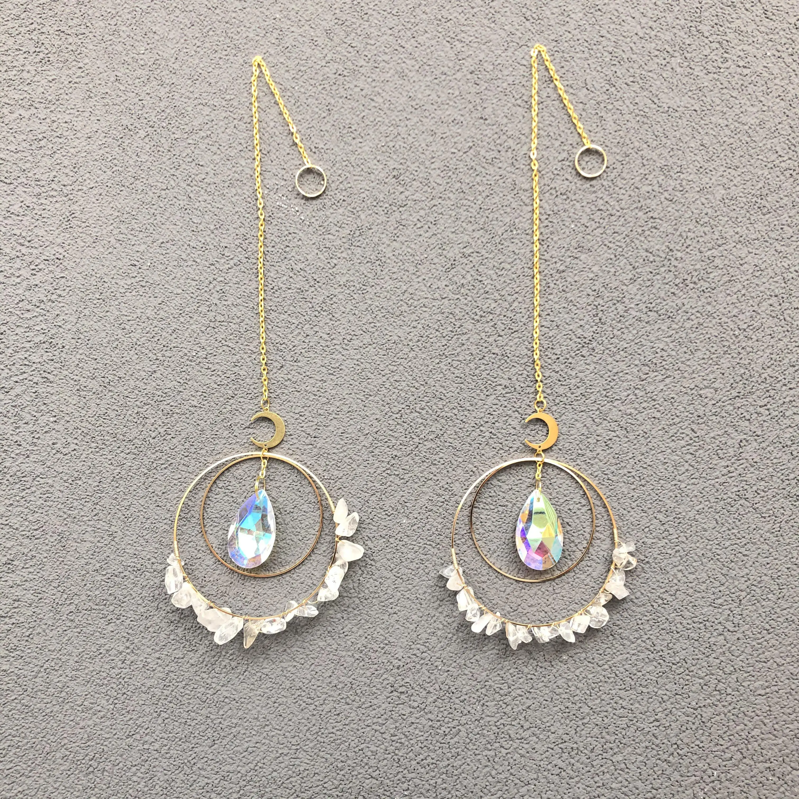 Dropshipping Natural Gemstone crystal Sun Catcher Spiritual crystal moon suncatche