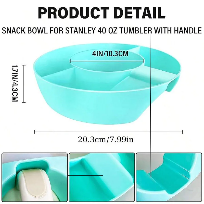 Hot Sale 4 Grids  Reusable Food Grade PP Snack Bowl for Stanley Cup