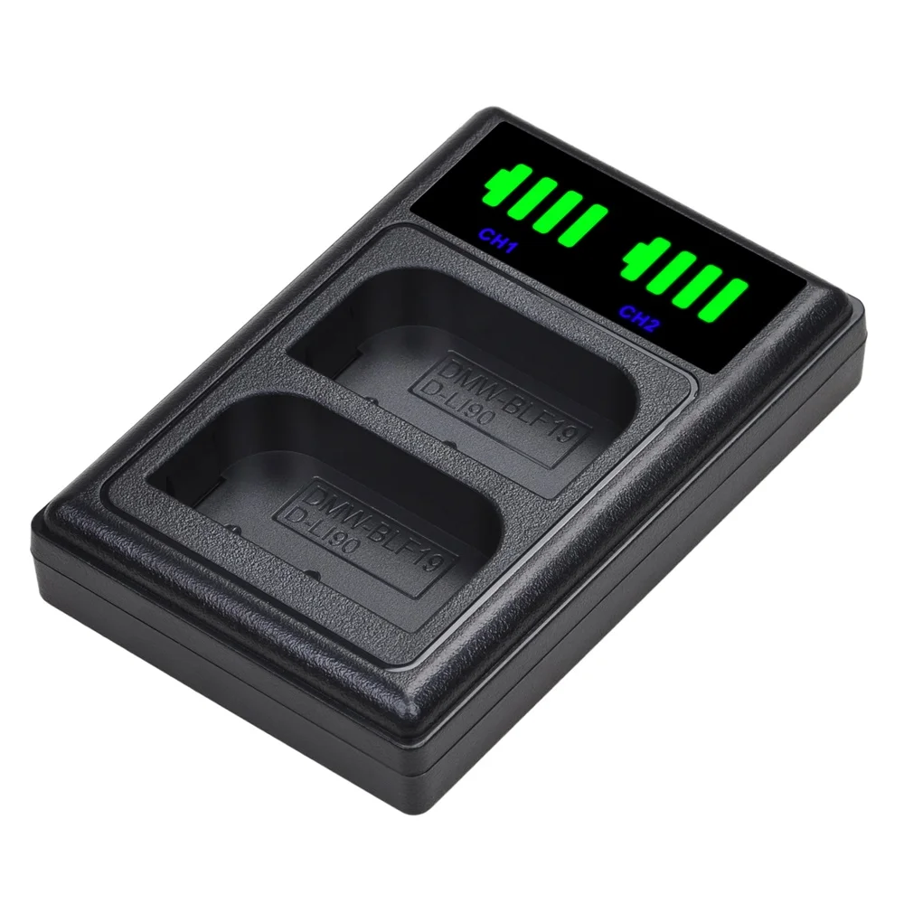 
DMW-BLF19 LED USB Dual Charger for Panasonic DC-G9 DC-GH5 DMC-GH3 DMC-GH3K DMC-GH4 DMC-GH4K 