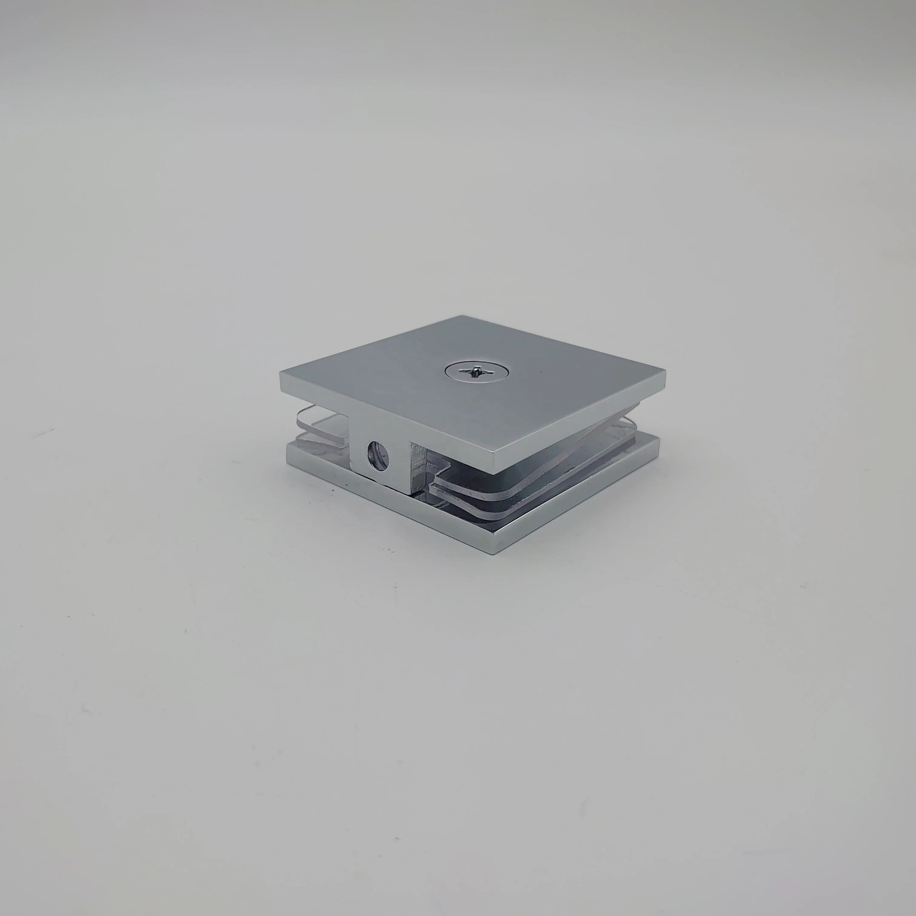 FENGZE Square Wall Mount Movable Clamp 0 Degree Brass Clamp for Frameless Shower Enclosure Sliding Door Clip