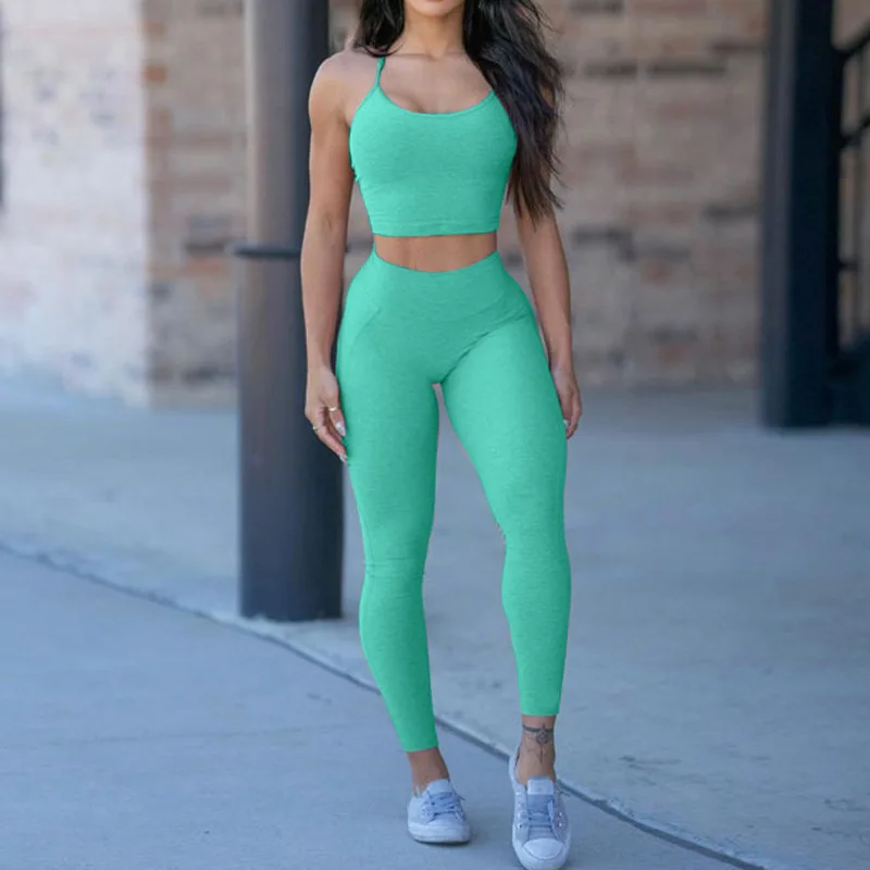 Push Up Yoga Suit Sport Wear Tracksuit Scrunch Leggings Shockproof Sport Bra Fitness Gym Set Custom Logo Running Workout Clothes