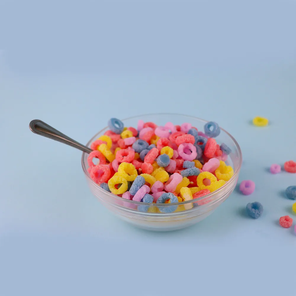 Huaming Custom Creative Cereal Bowl Candle Simulation Food Candle Three-Core Soy Wax Glass Jar Scented Candle With Metal Spoon