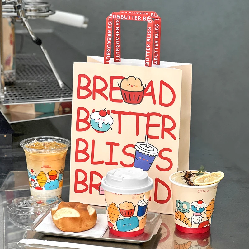 Cheap price high quality small kraft paper bag for fruits custom unique style top grade big size takeaway paper bag with handle