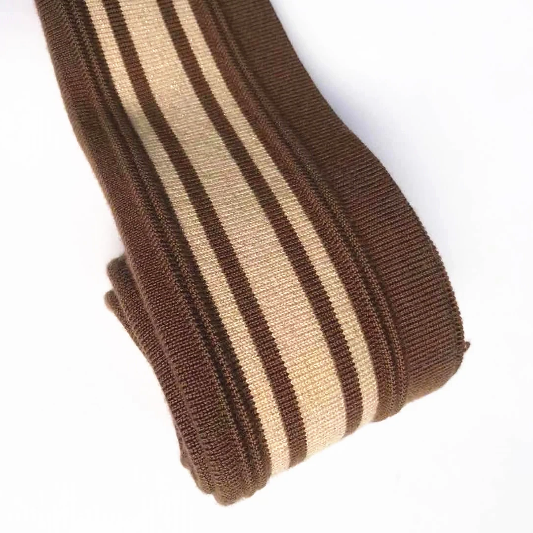 Wholesales knit ribbing 1x1 customized cotton flat knit jacquard rib spandex collars accessories rib waistband (1600209172521)