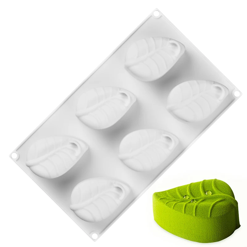 6 Cavities Tree Leaves Silicone Soap Mold DIY Craft Art Mousse Cake Mold Handmade Silicone Molds for Mousse Making Supplier