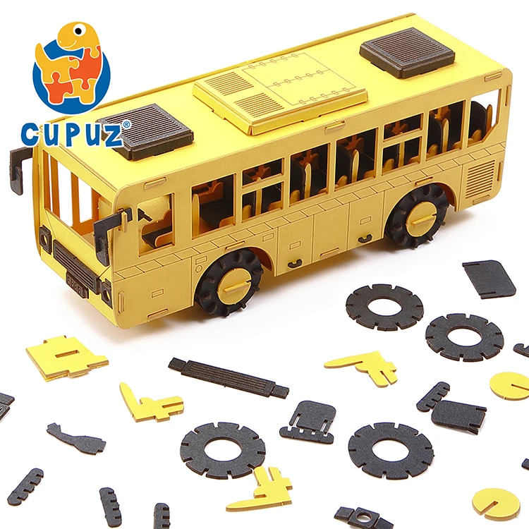 Customized bus 3D paper model laser cut puzzle jigsaw kids learning toy