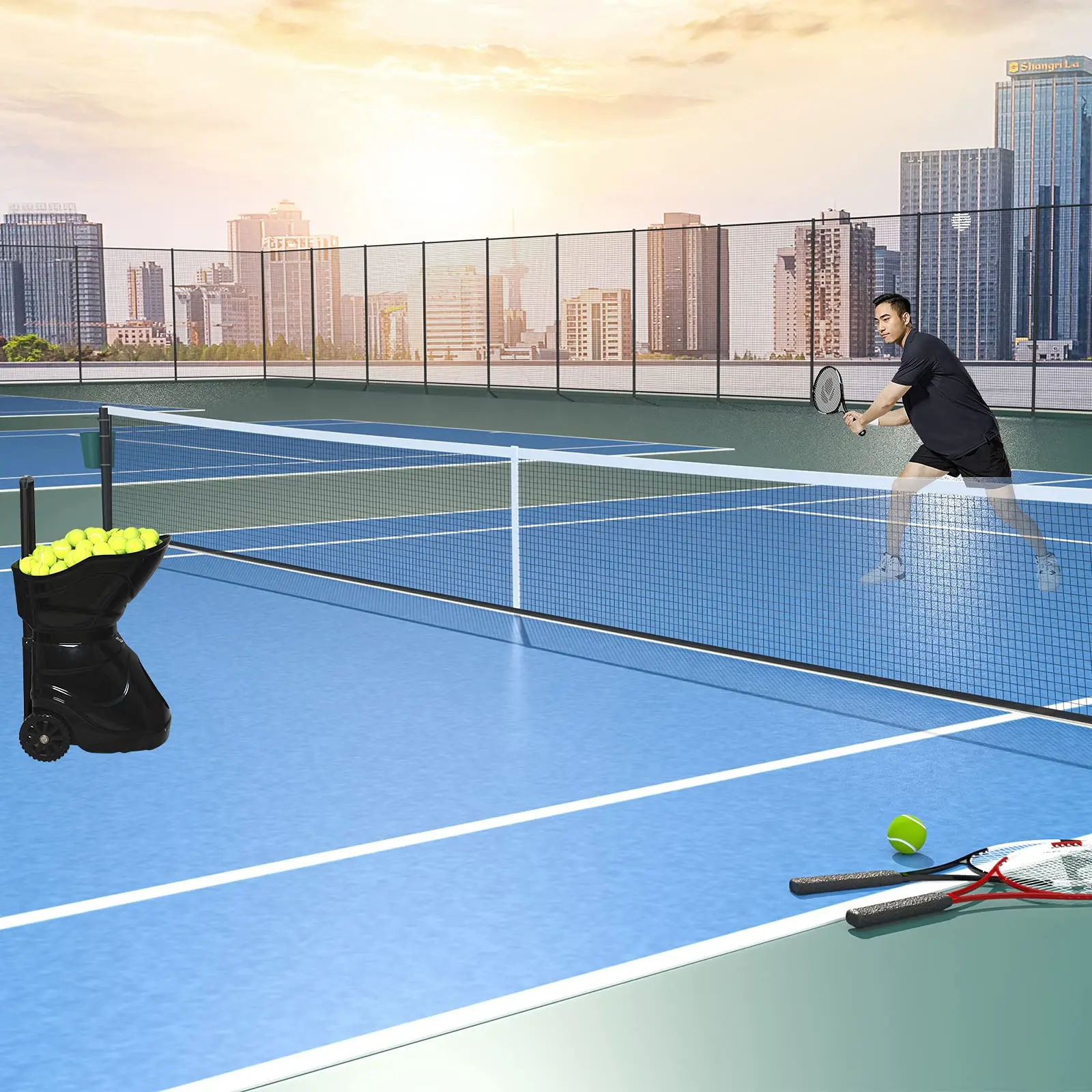 Good Quality Tennis Ball Machines APP Function SIBOASI  Automatic Tennis Training Machine with Battery